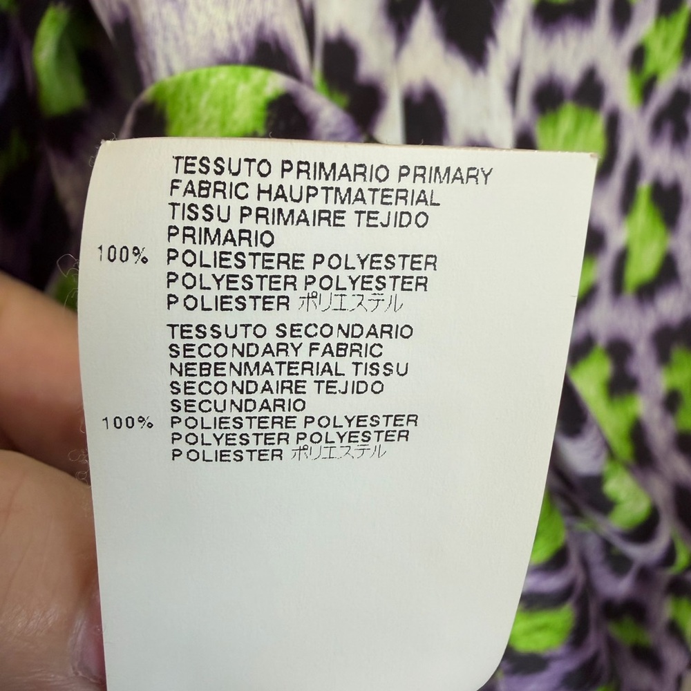 Preloved Just Cavalli Purple and Green Leopard Animal Print Blouse Size 50 - Picture 8 of 9